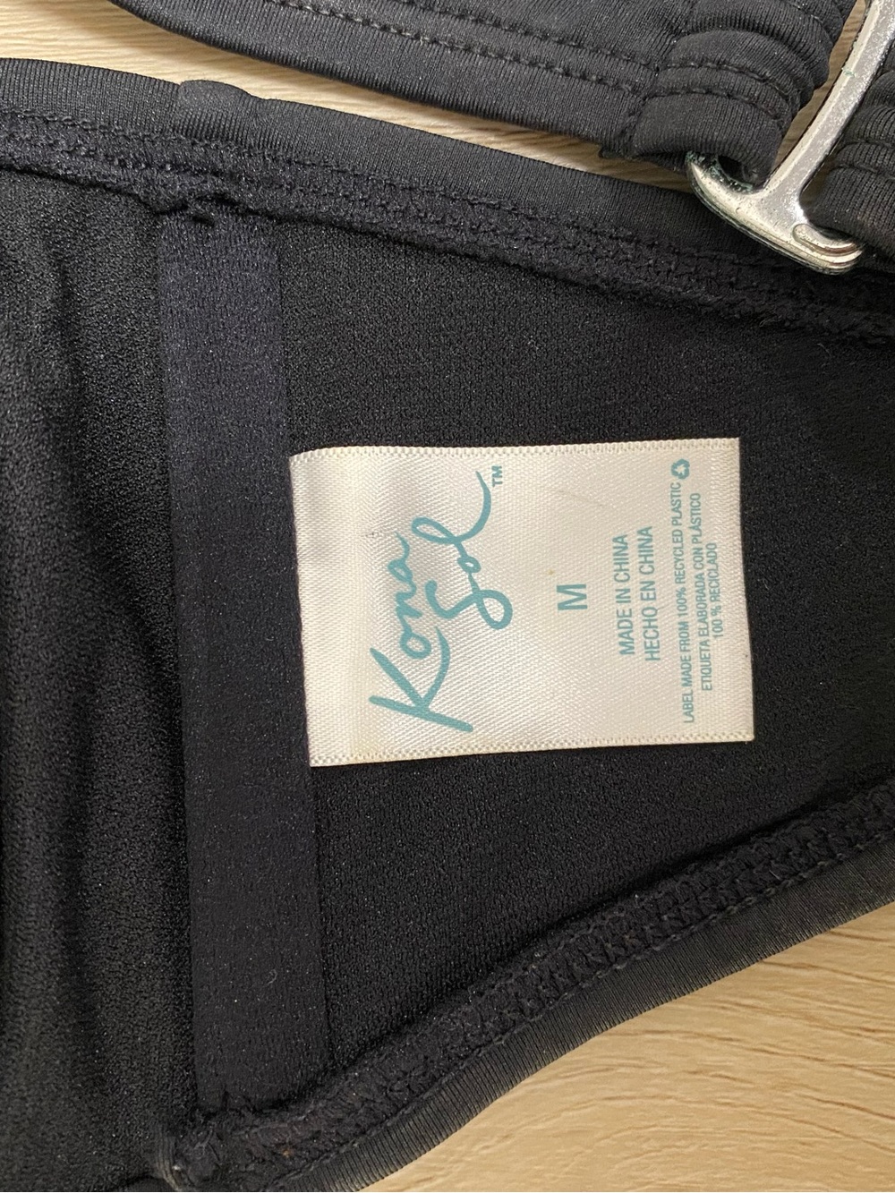 Kona Sol Black Bandeau Swim Top with Twist Detail - Picture 3 of 3